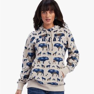 ARIAT Women's Blue Buffalo Border Print Hoodie